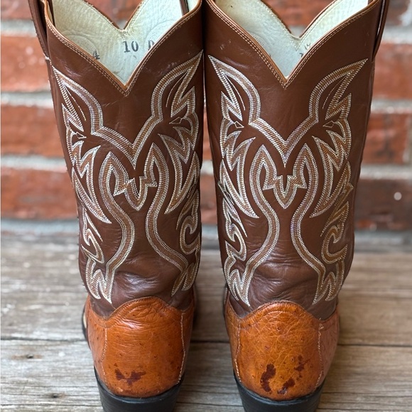 Cowtown Men's Full Quill Ostrich Brown Tan Western Cowboy Boots Sz 10D - Picture 5 of 7